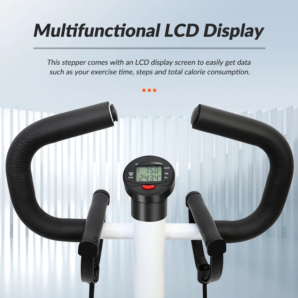 Steppers for Exercise, Mini Stair Stepper with Resistance Bands and Handlebar, 2 Ways to Use, Stair Climber Fitness Exercise Equipment for Full Body Training, 220 Lbs Weight Capacity